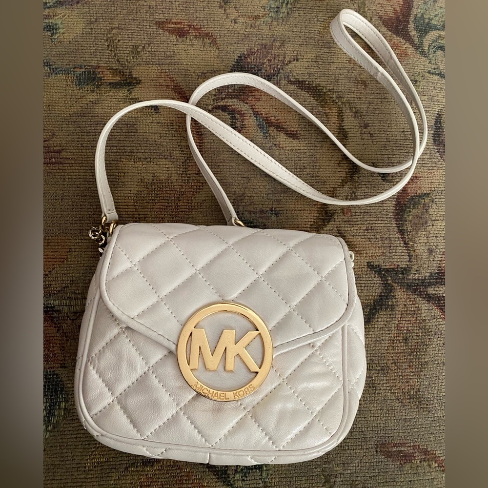 Michael Kors Cream Quilted Crossbody Bag